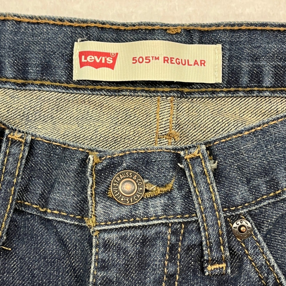 Levi's 505 Regular Jeans Kids 8 Husky Dark Wash Adjustable Waist Straight Denim - Picture 4 of 11